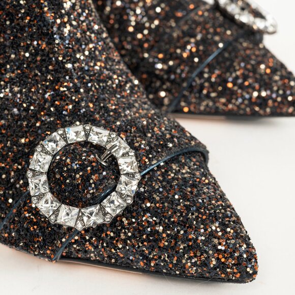 Jimmy Choo Hanover 65 Amethyst Mix Twinkle Glitter Buckled Booties - Picture 7 of 11